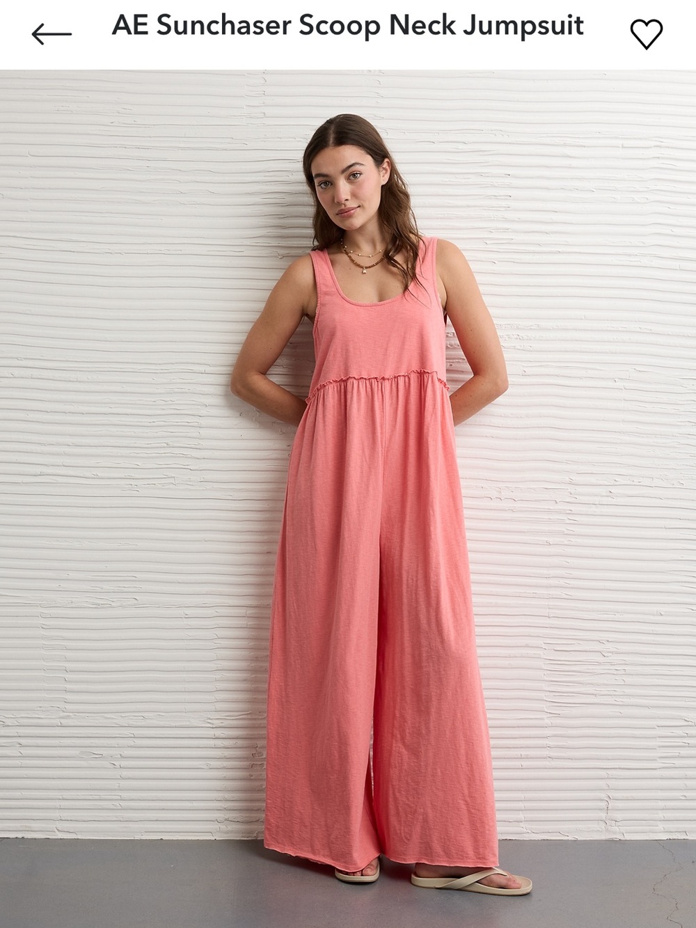 NWT AE Sunchaser Scoop Neck Jumpsuit Size XL - Coral